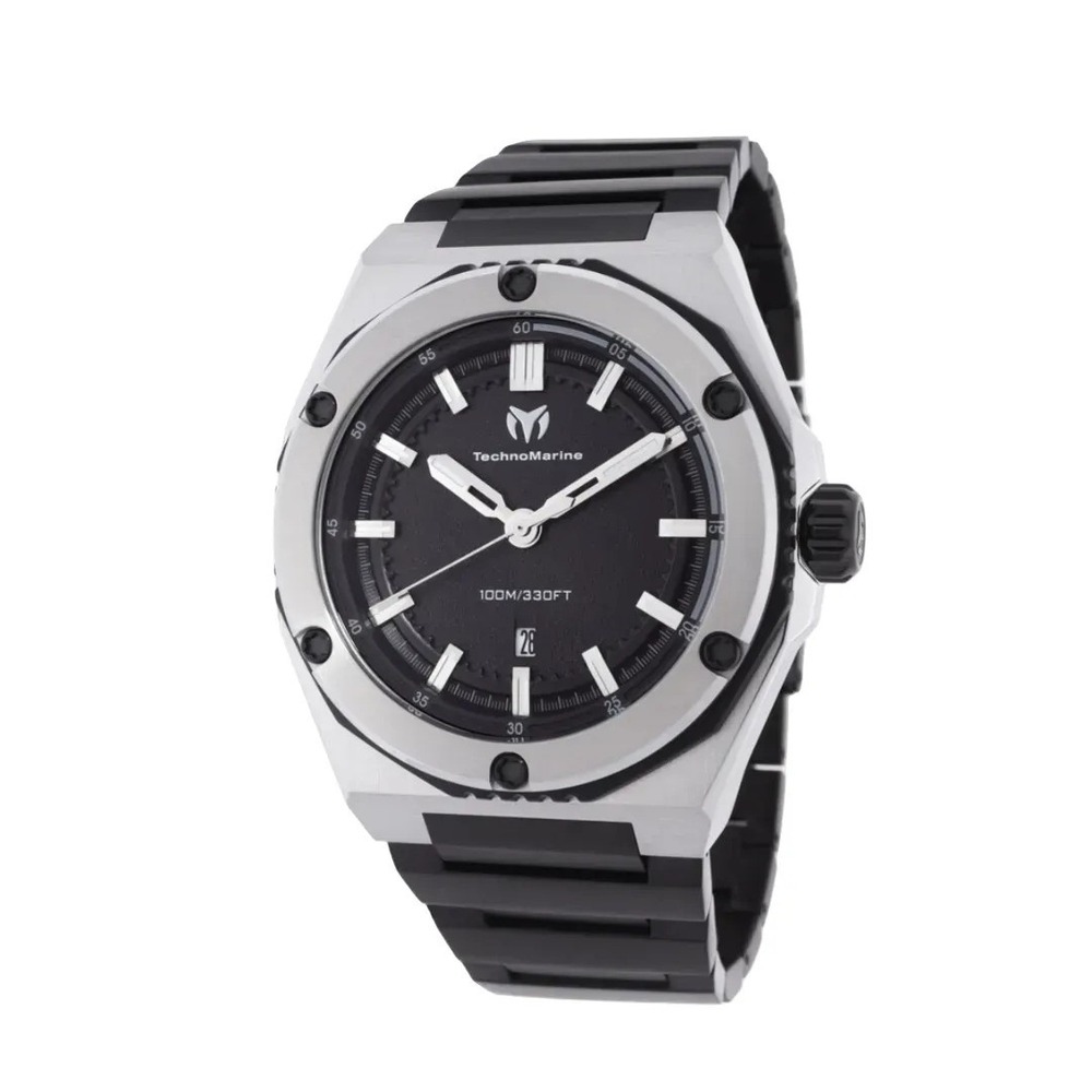 TechnoMarine Coral Legacy 45 mm Watch TM-416089 Black Stainless Steel NIB $475